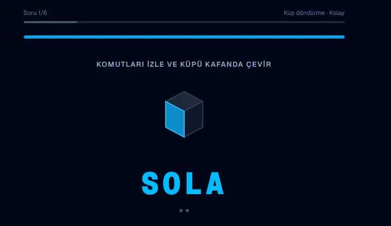Küp döndürme, uzamsal yönelim.